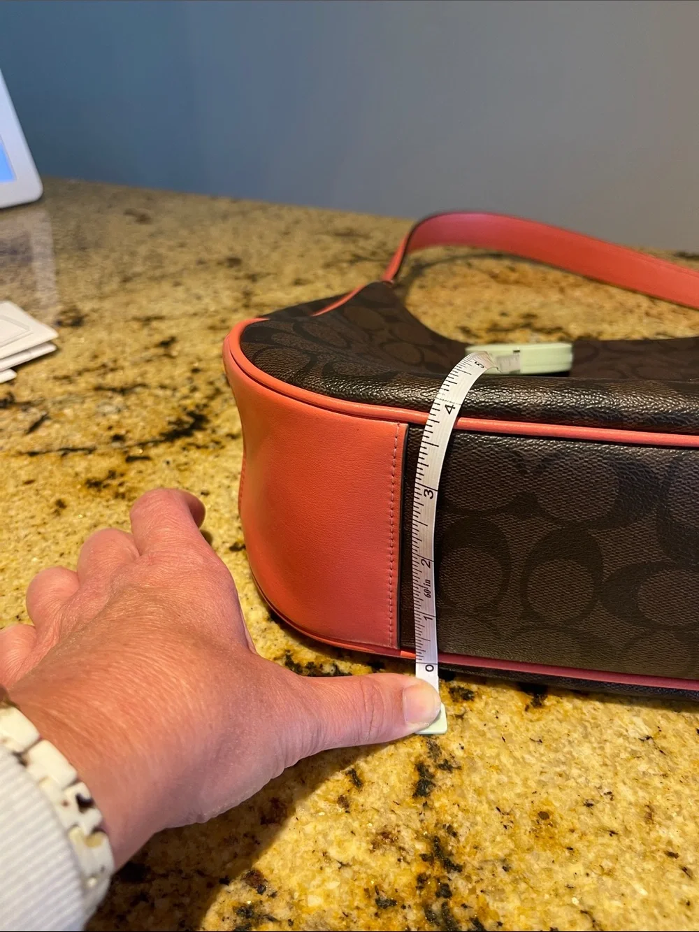 Coach Brown Signature Hobo with Coral Trim